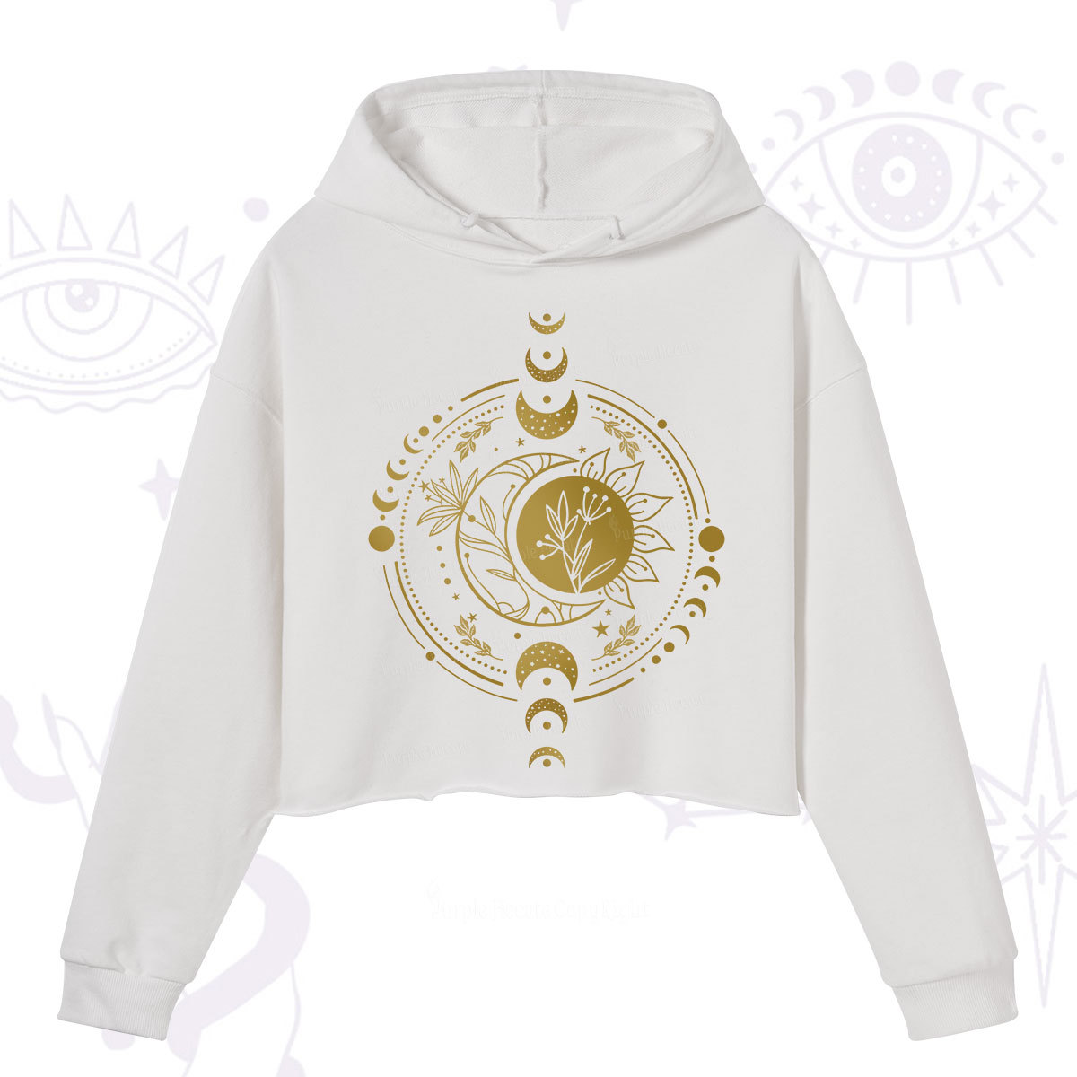 Purplehecate Mystic Moon And Sun Crop Hoodie