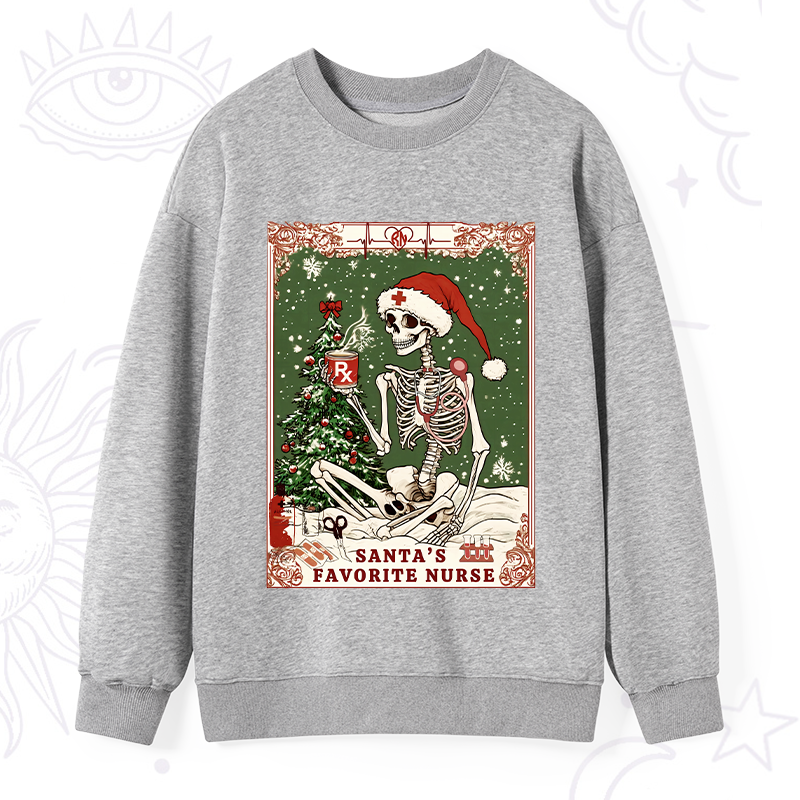 Purplehecate Christmas Santa's Favorite Nurse Tarot Sweatshirt