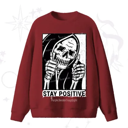 Purplehecate Stay Positive Fuzzy Ugly Sweater
