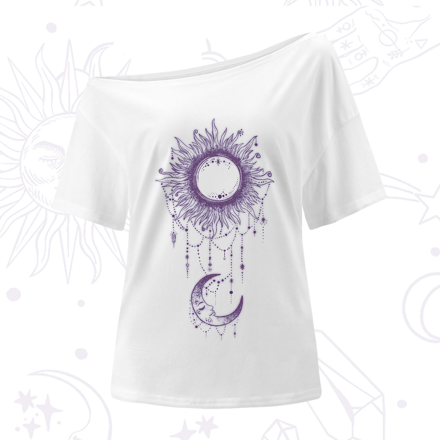 Purplehecate Radiance Of Sun And Moon One-Shoulder T-Shirt