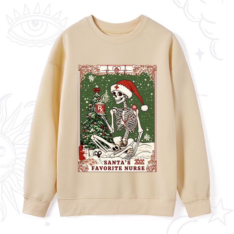 Purplehecate Christmas Santa's Favorite Nurse Tarot Sweatshirt