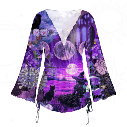 Purplehecate Witchy Black Cat Moon Mesh Cover Up Dress