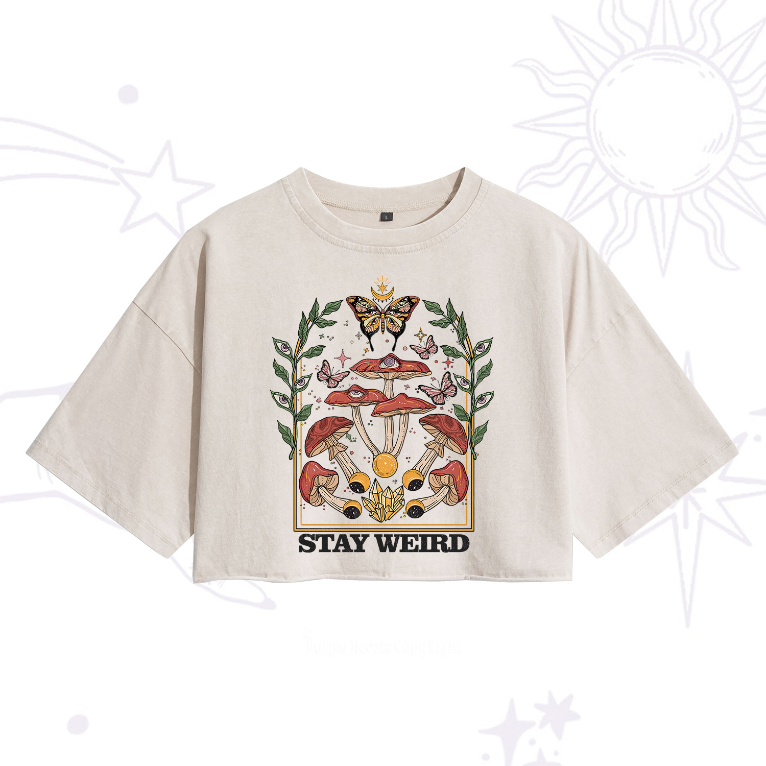 Purplehecate Stay Weird Washed Cropped T-Shirt