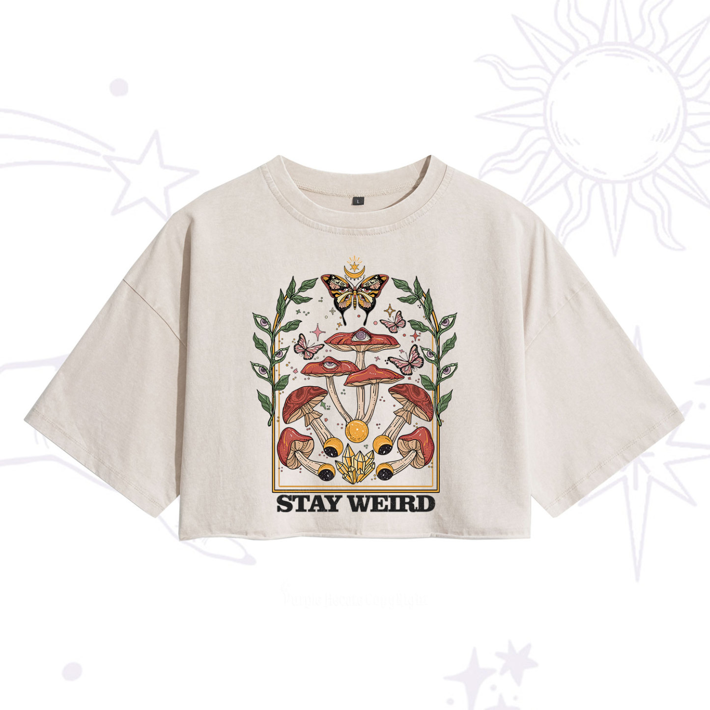 Purplehecate Stay Weird Washed Cropped T-Shirt