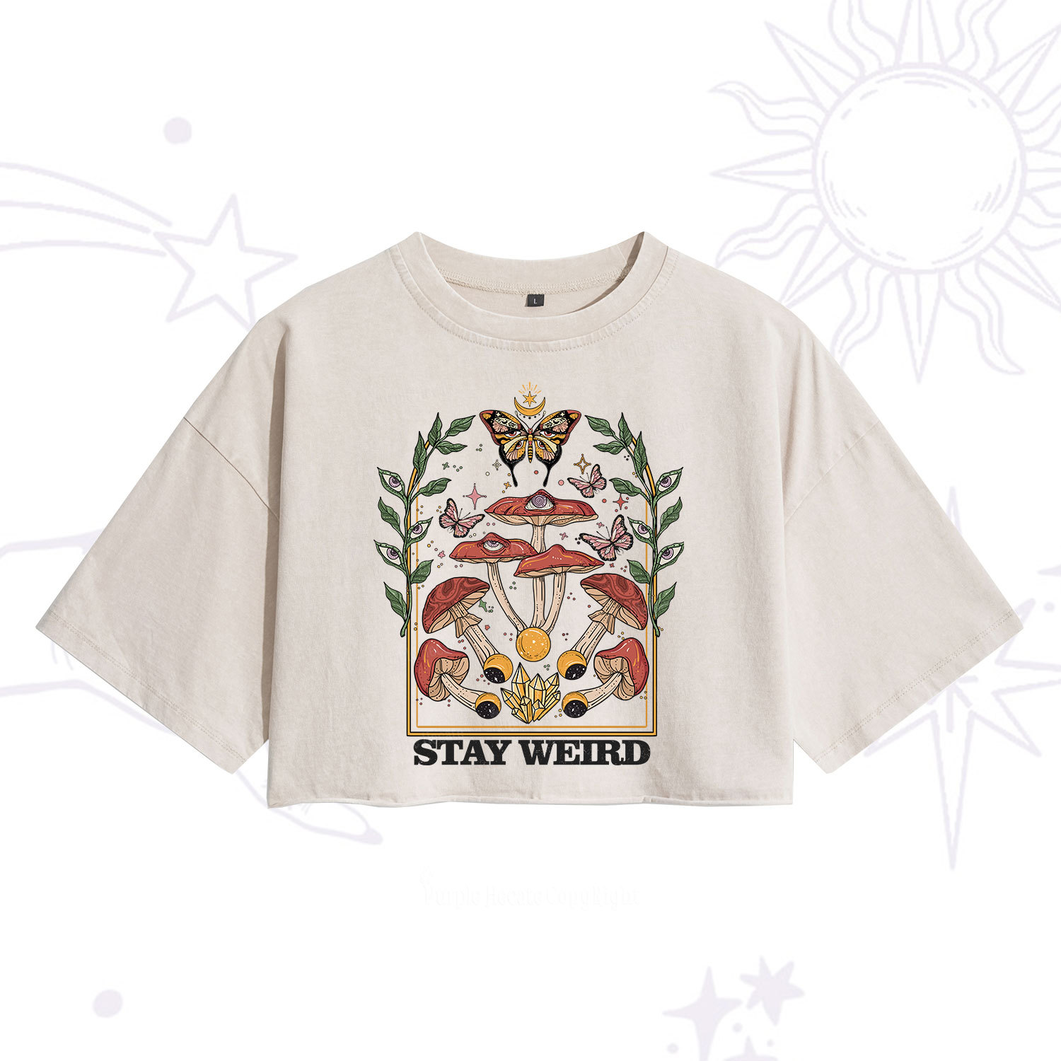 Purplehecate Stay Weird Washed Cropped T-Shirt