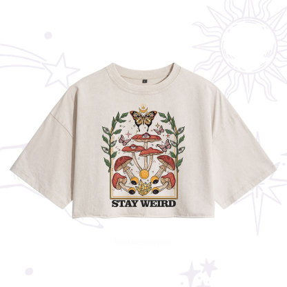 Purplehecate Stay Weird Washed Cropped T-Shirt