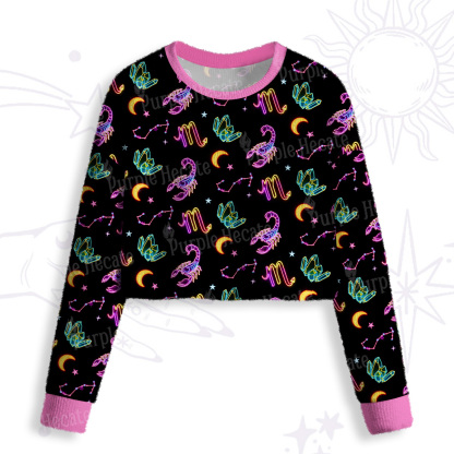 Purplehecate Scorpio Spirit Zodiac Crop Fuzzy Ugly Sweatshirt