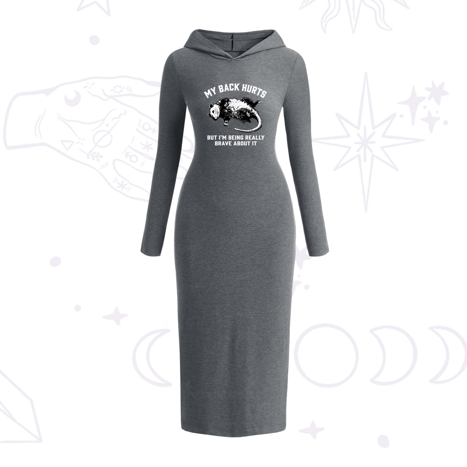 Purplehecate My Back Hurts But I'm Being Really Brave About It Hooded Knit Dress