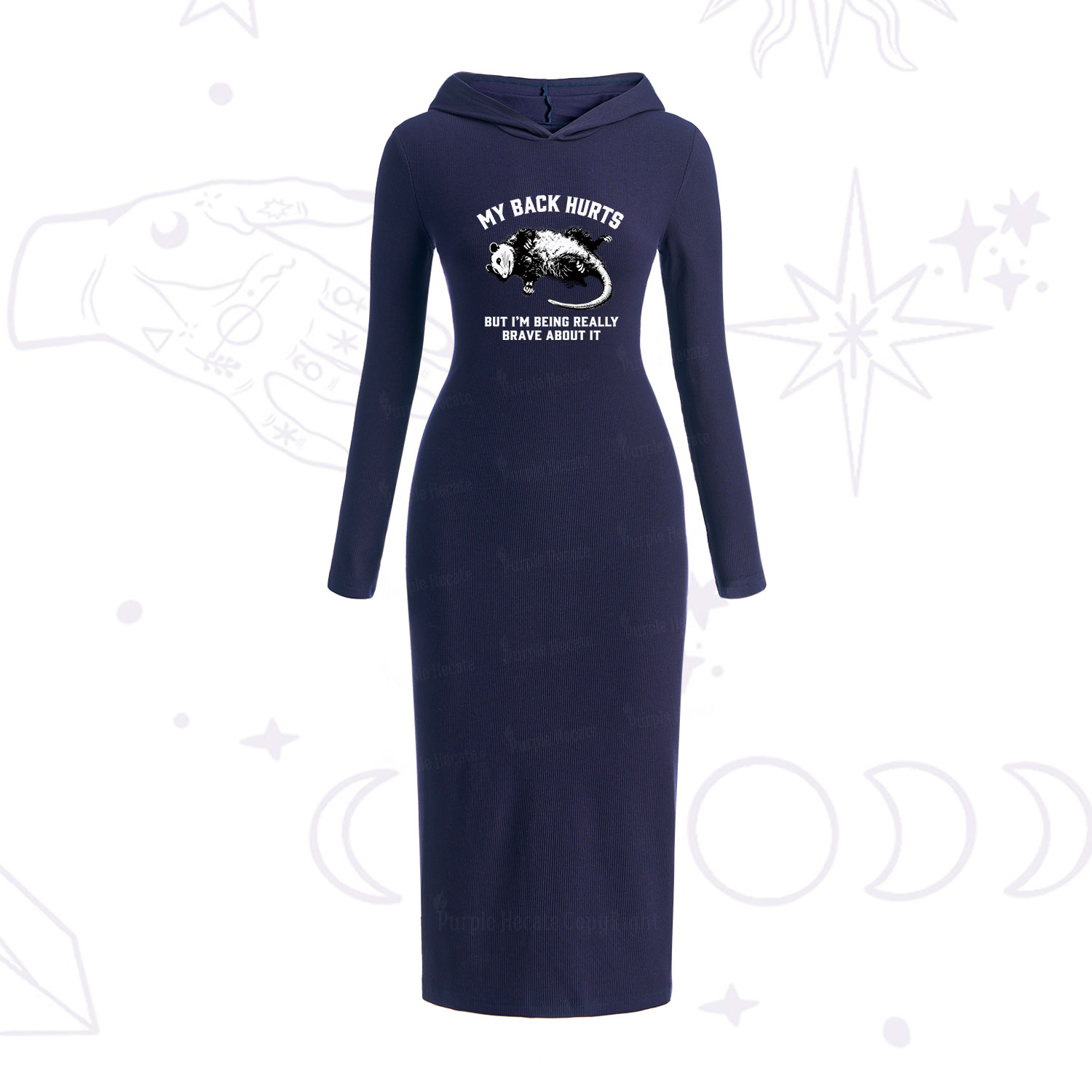 Purplehecate My Back Hurts But I'm Being Really Brave About It Hooded Knit Dress
