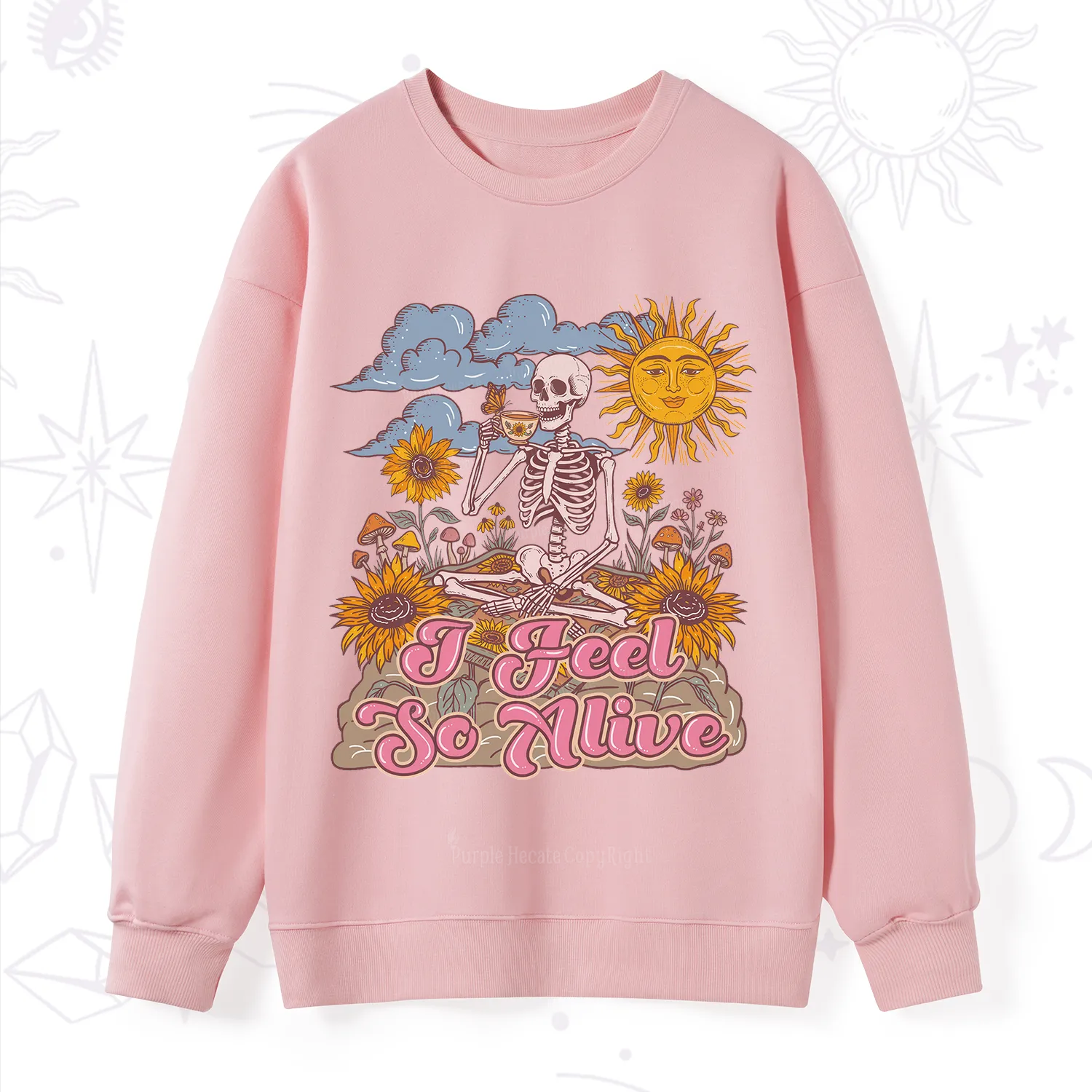 Purplehecate I feel So Alive Dancing Sarcastic Skeleton Sweatshirt