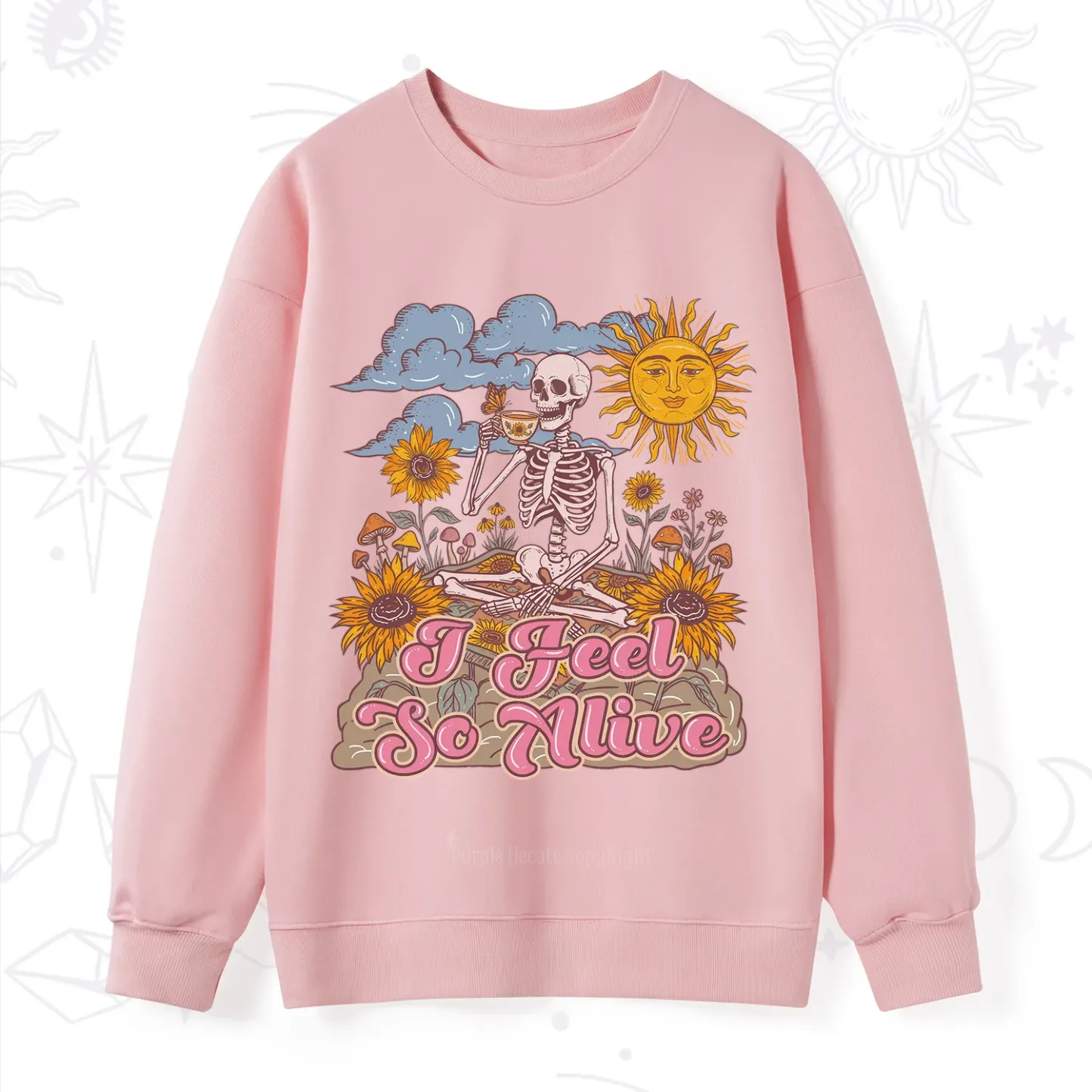 Purplehecate I feel So Alive Dancing Sarcastic Skeleton Sweatshirt