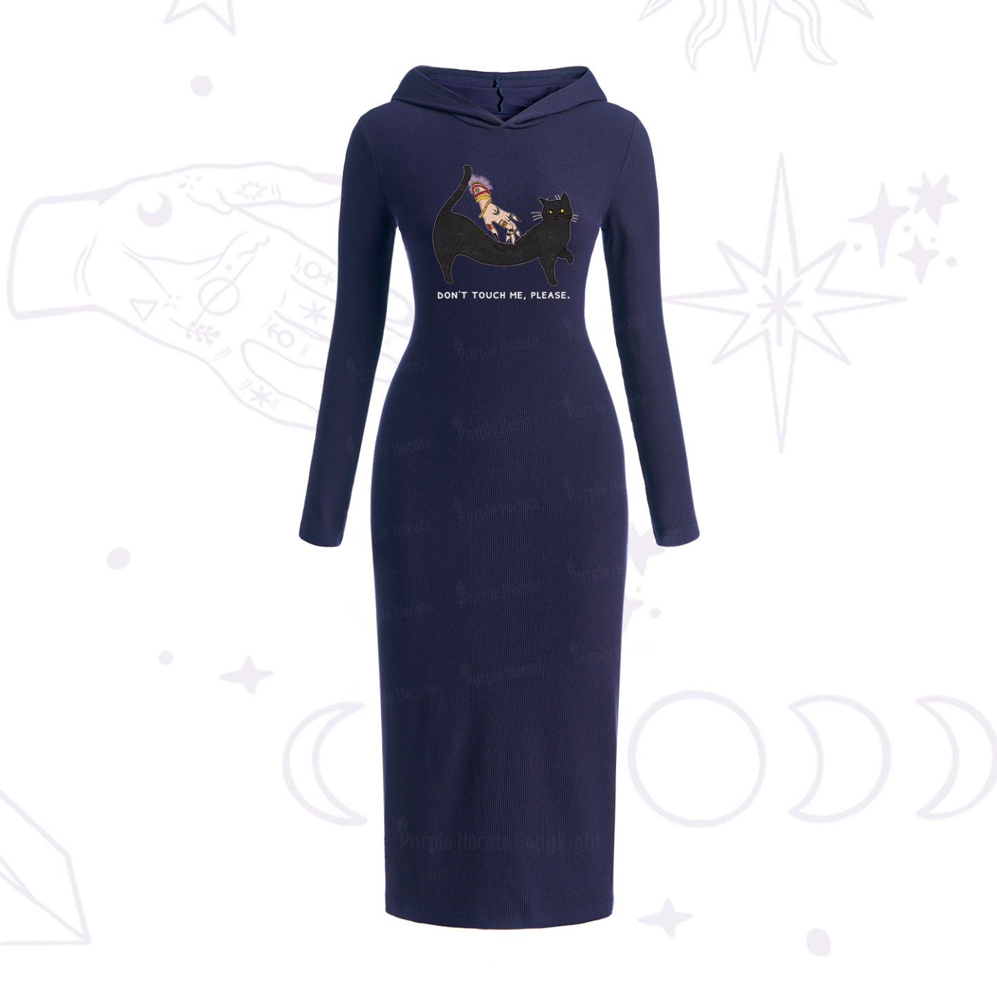 Purplehecate Don't Touch Me Hooded Knit Dress