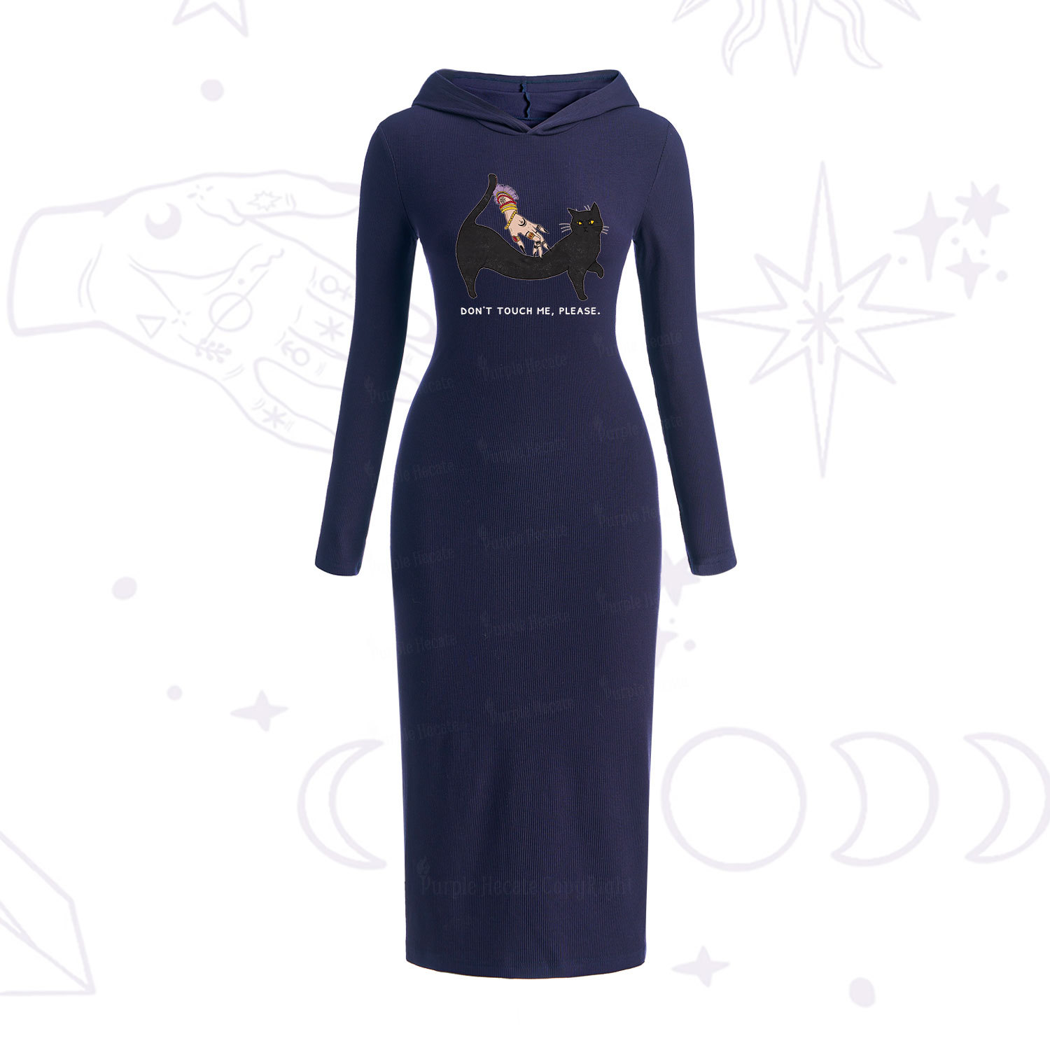 Purplehecate Don't Touch Me Hooded Knit Dress
