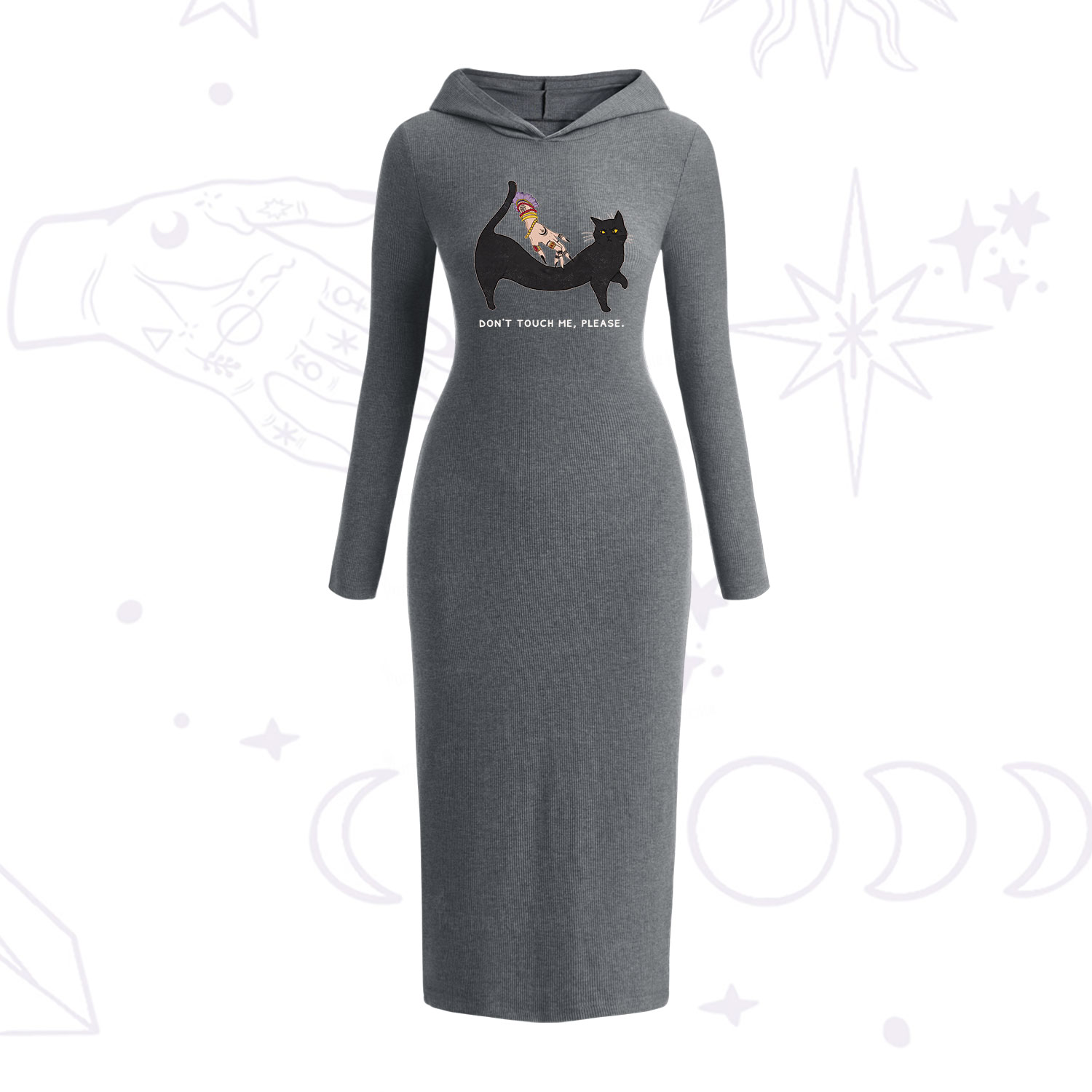 Purplehecate Don't Touch Me Hooded Knit Dress
