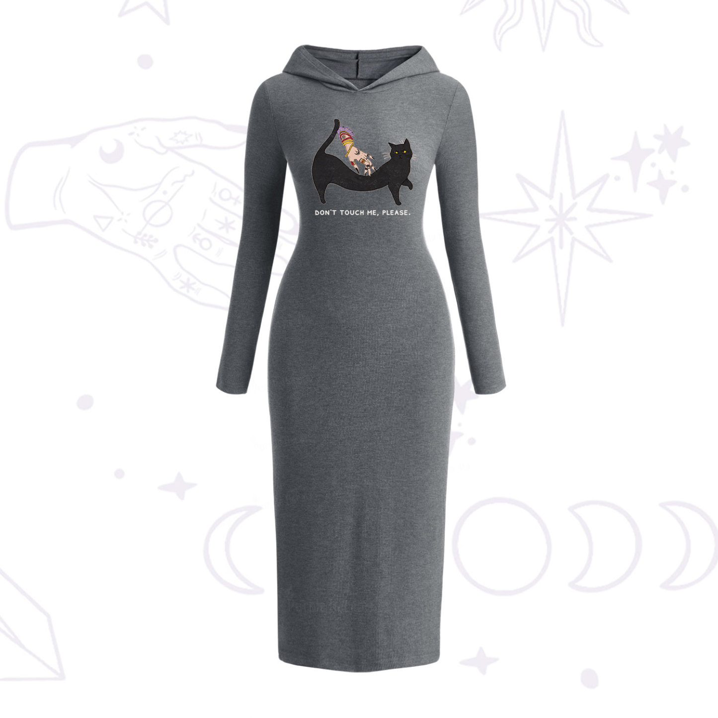 Purplehecate Don't Touch Me Hooded Knit Dress