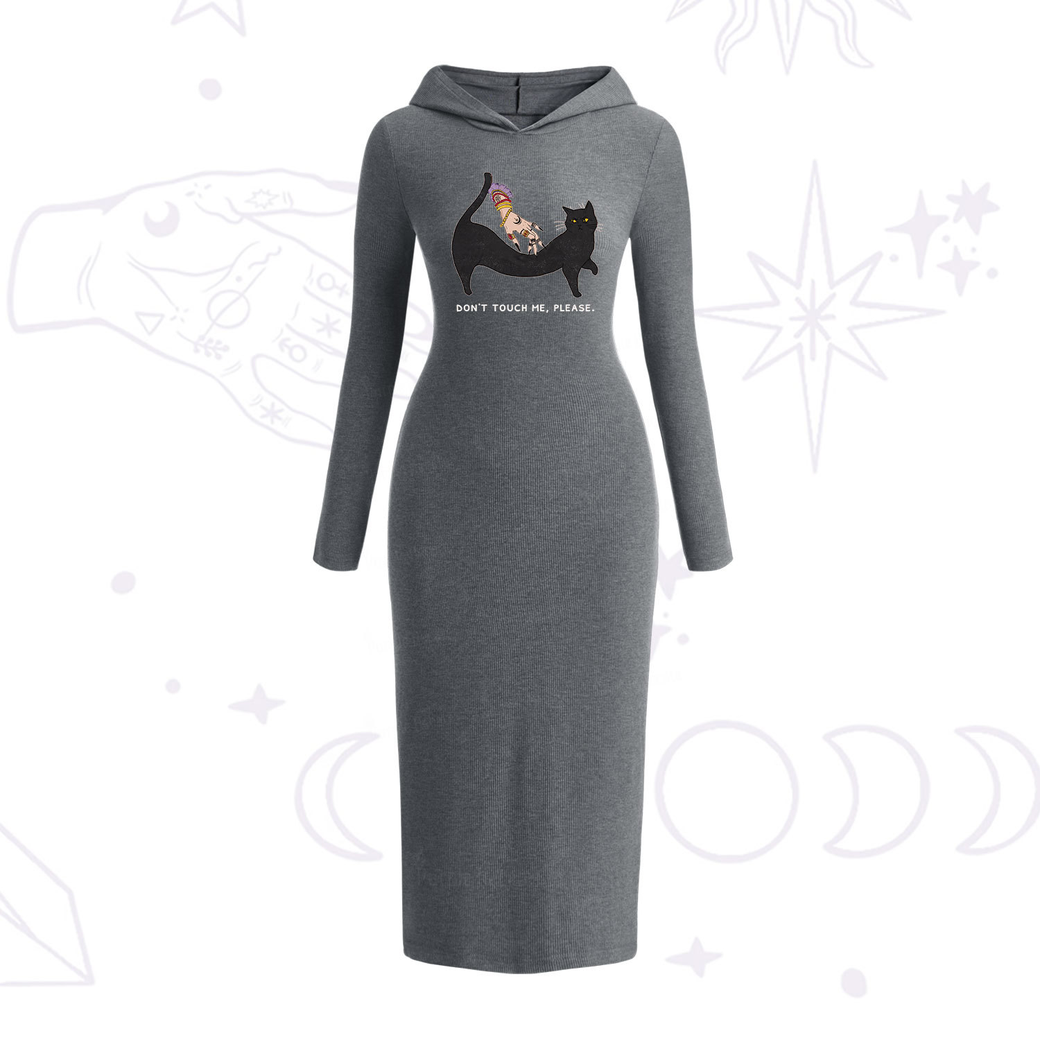 Purplehecate Don't Touch Me Hooded Knit Dress
