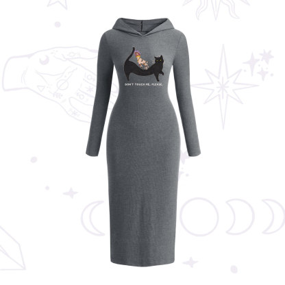 Purplehecate Don't Touch Me Hooded Knit Dress