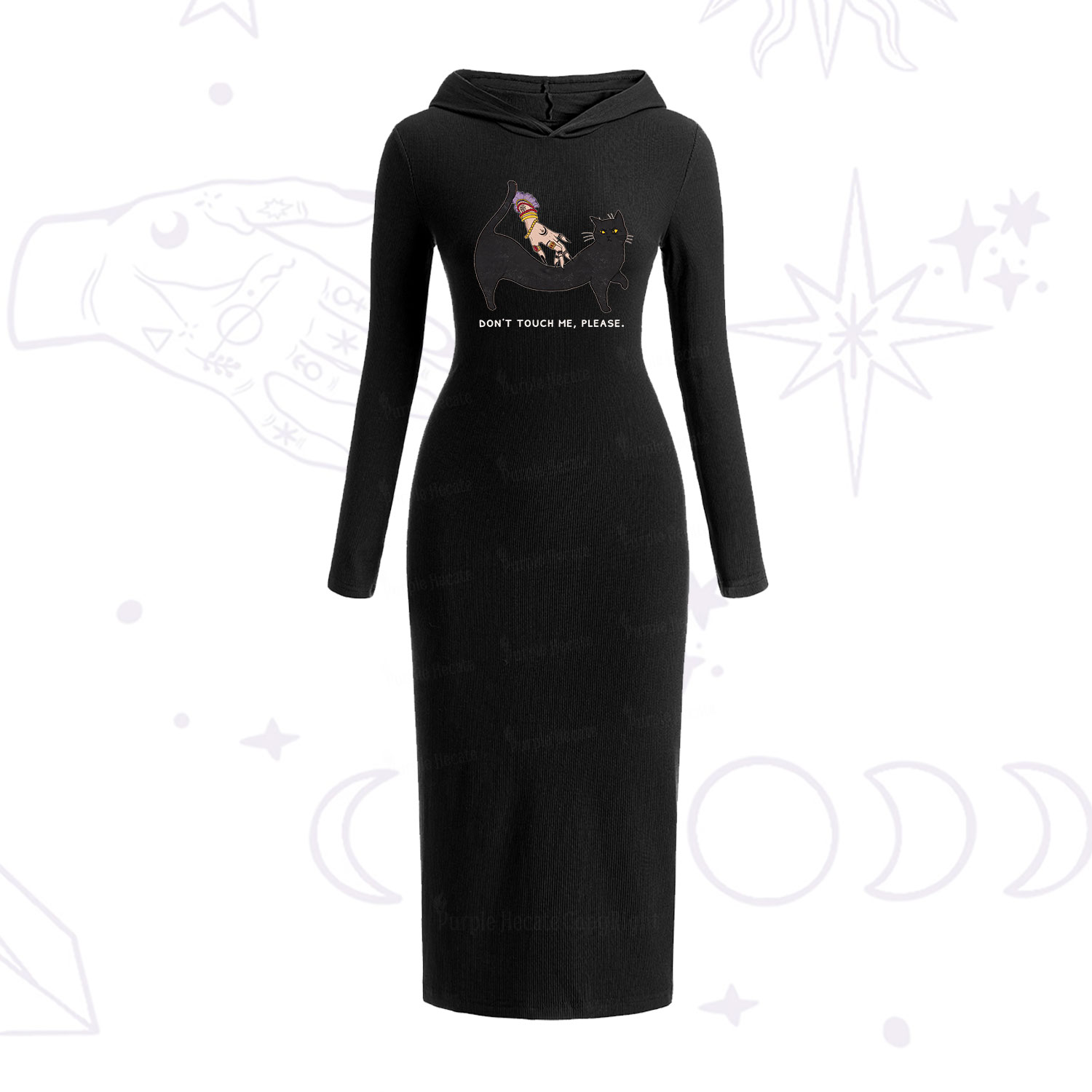 Purplehecate Don't Touch Me Hooded Knit Dress