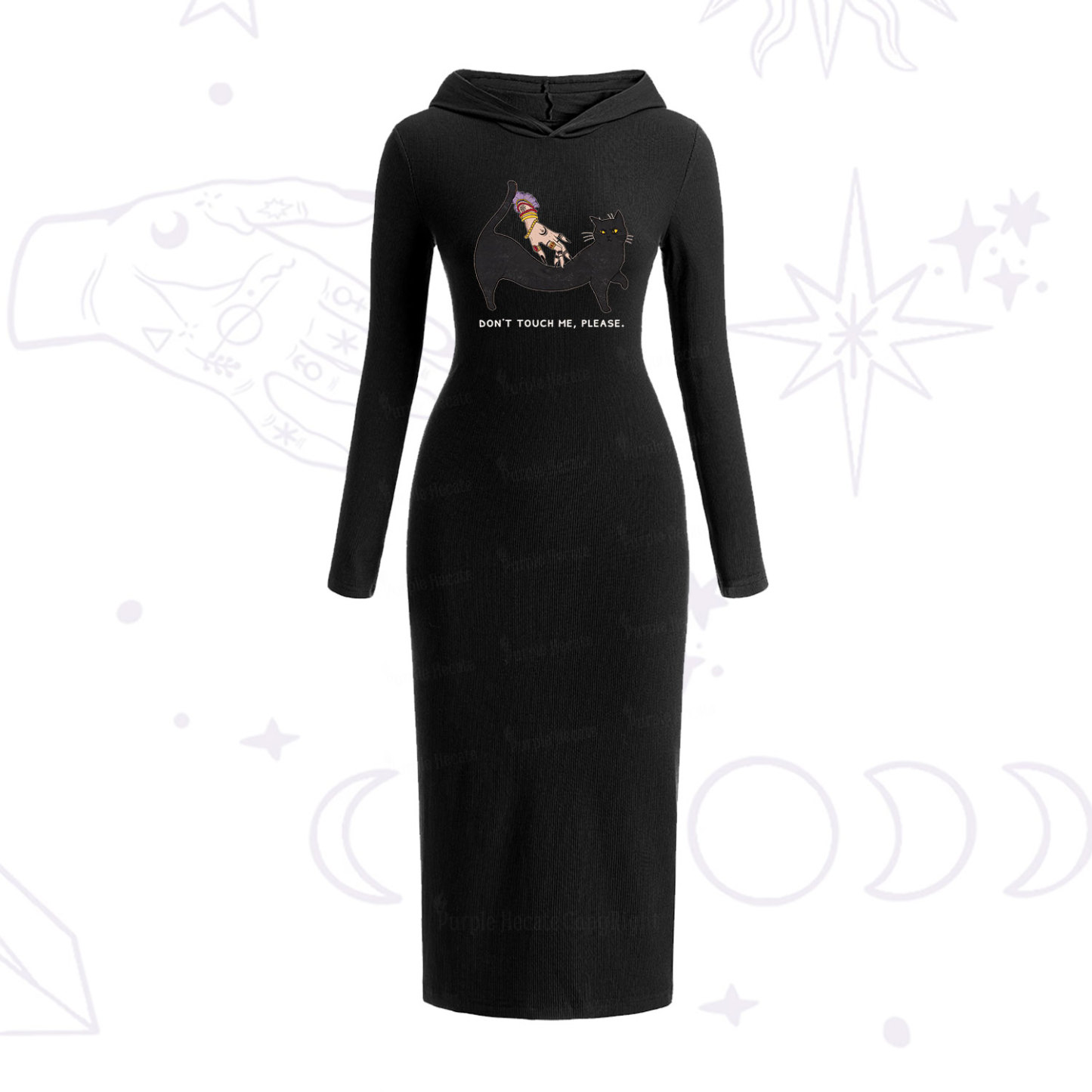 Purplehecate Don't Touch Me Hooded Knit Dress