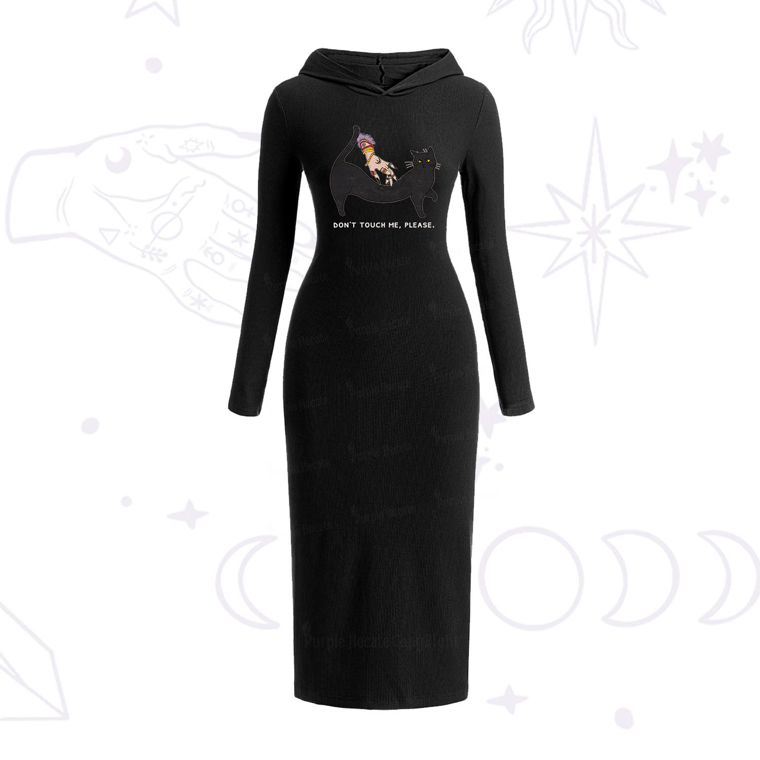 Purplehecate Don't Touch Me Hooded Knit Dress