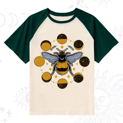 Purplehecate Phases of the Moon Bee Raglan Short Sleeve T‑Shirt