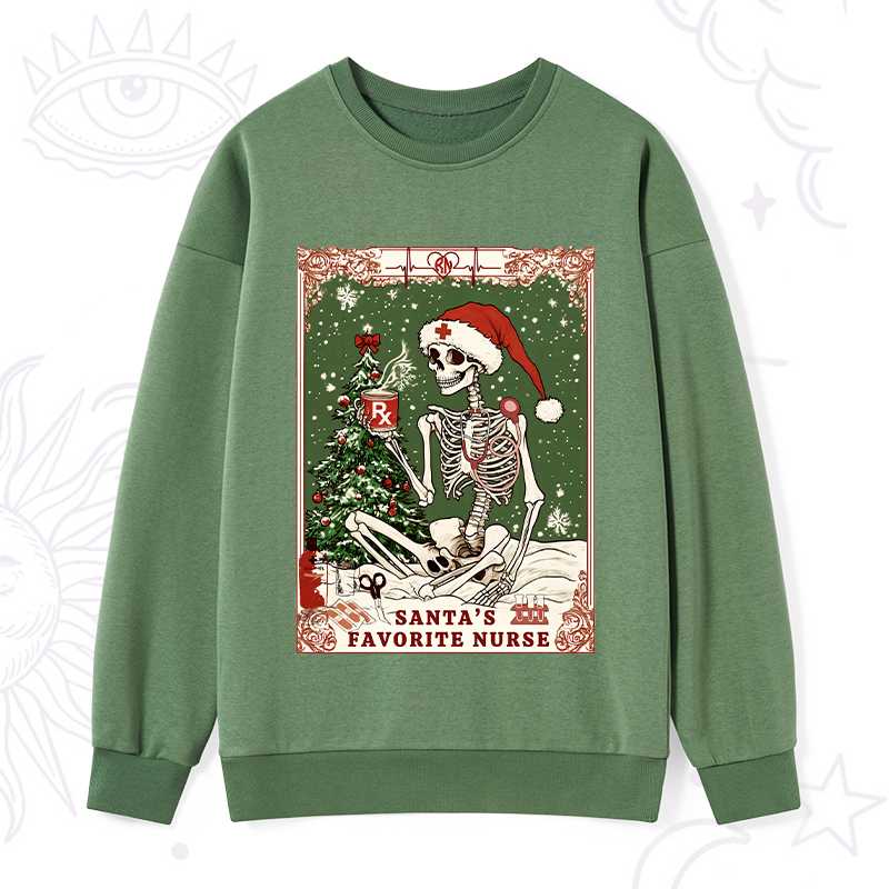 Purplehecate Christmas Santa's Favorite Nurse Tarot Sweatshirt