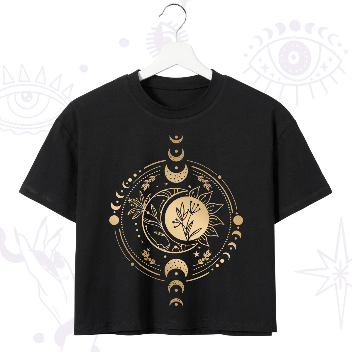 Purplehecate Mystic Moon And Sun Crop T-Shirt