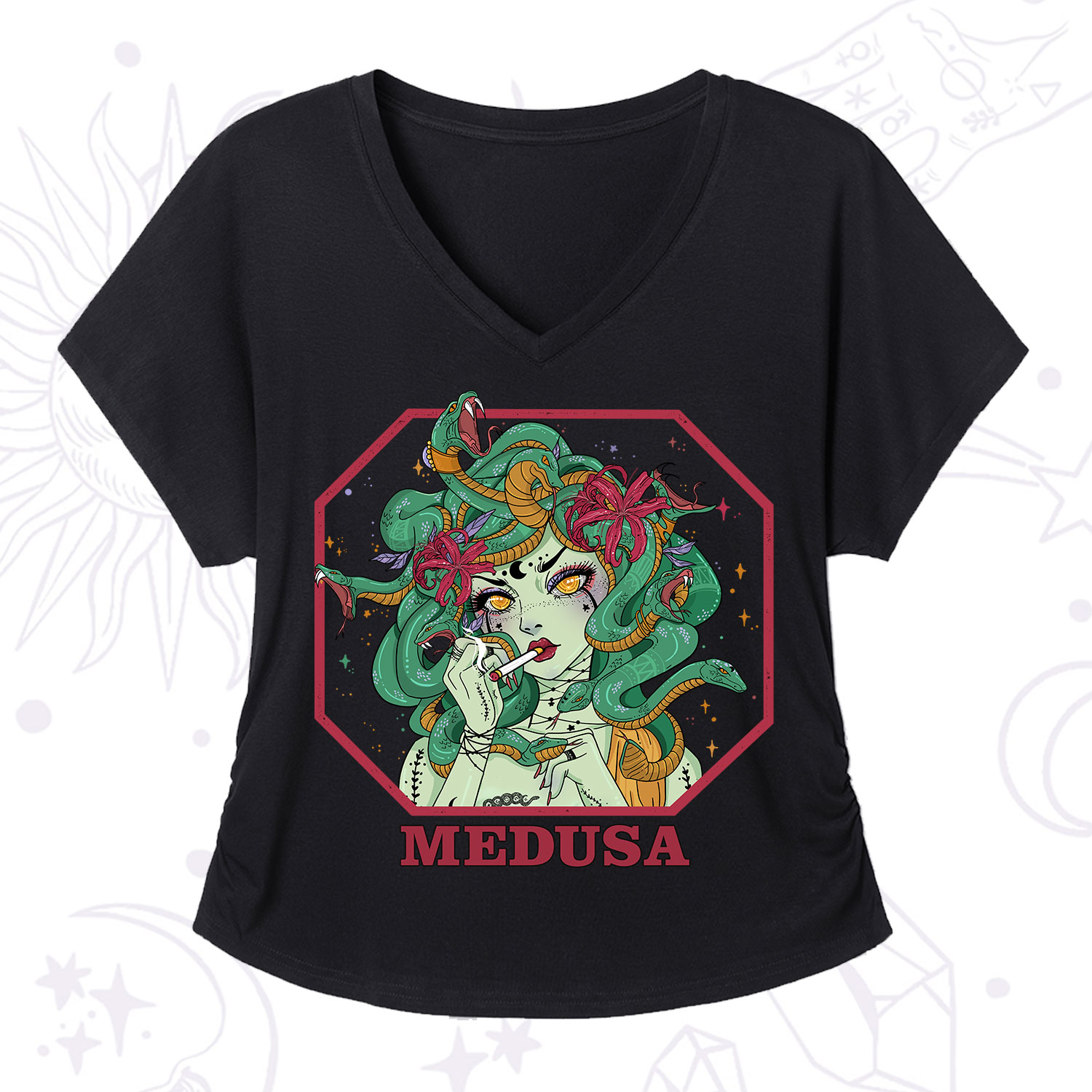 Purplehecate The Greek Goddess Medusa V-Neck T-Shirt
