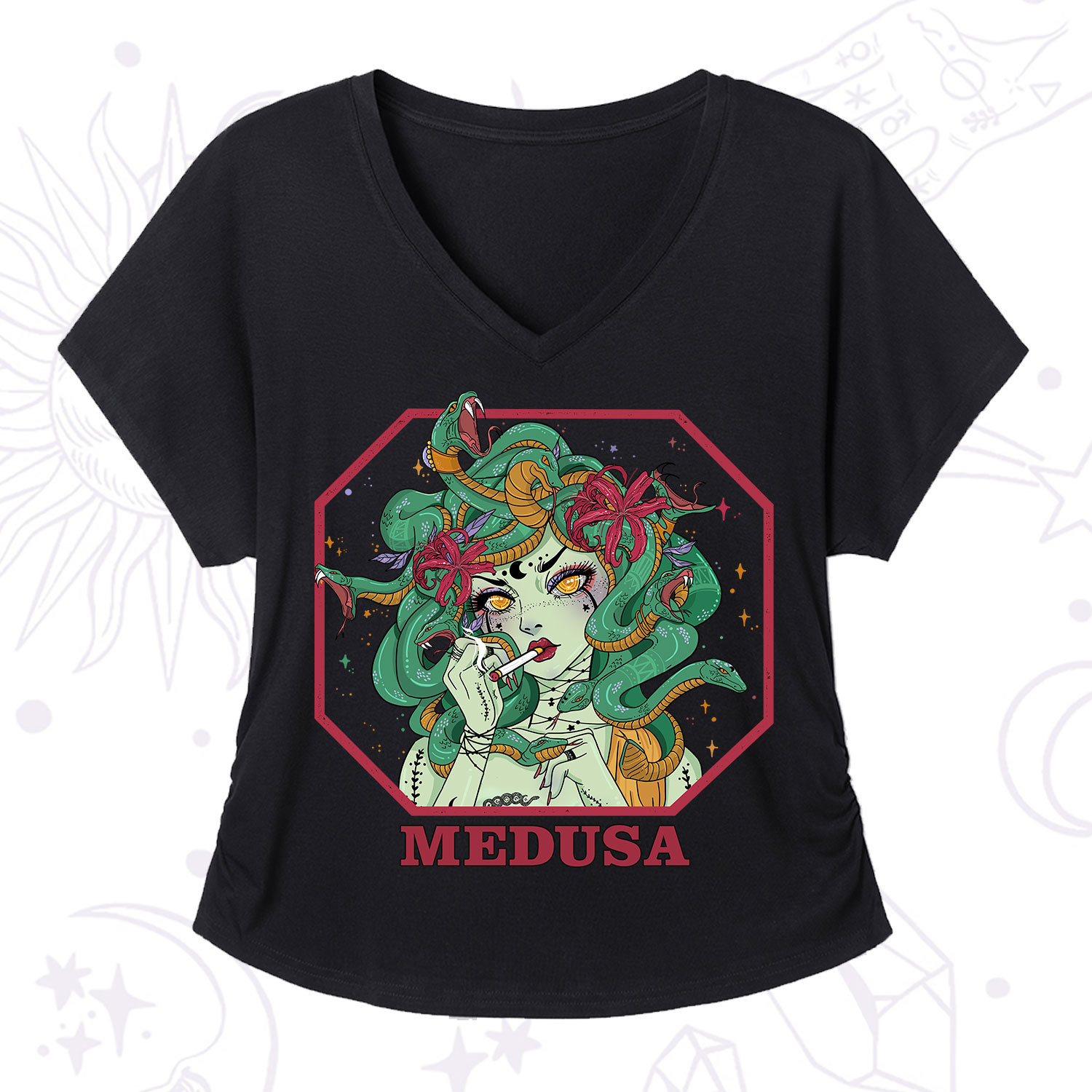 Purplehecate The Greek Goddess Medusa V-Neck T-Shirt