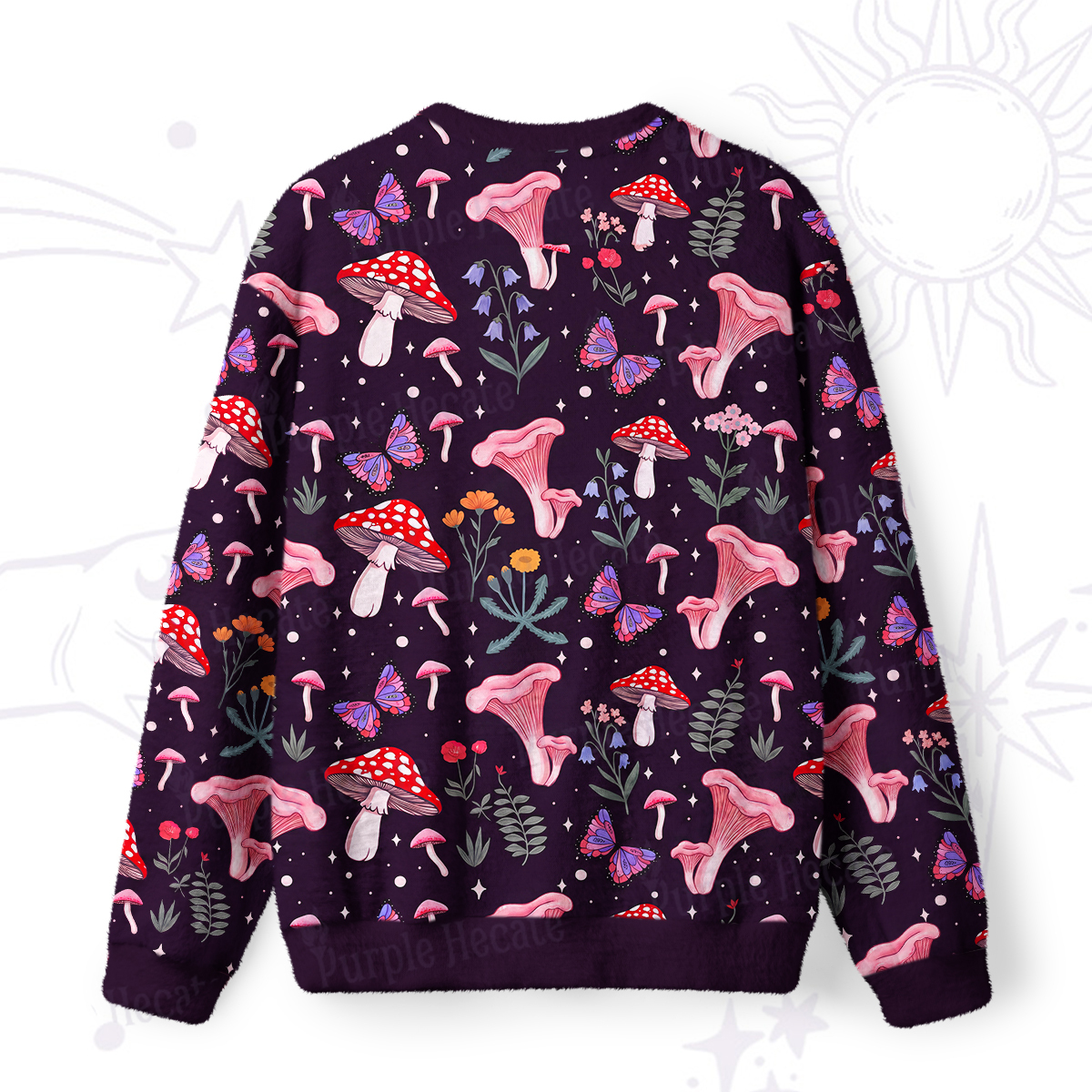 Purplehecate Trippy Magic Mushroom Fuzzy Ugly Sweatshirt