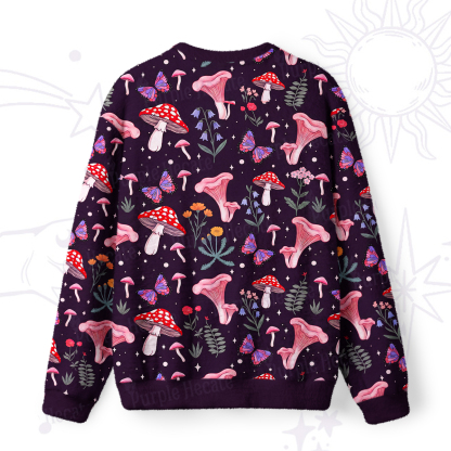 Purplehecate Trippy Magic Mushroom Fuzzy Ugly Sweatshirt