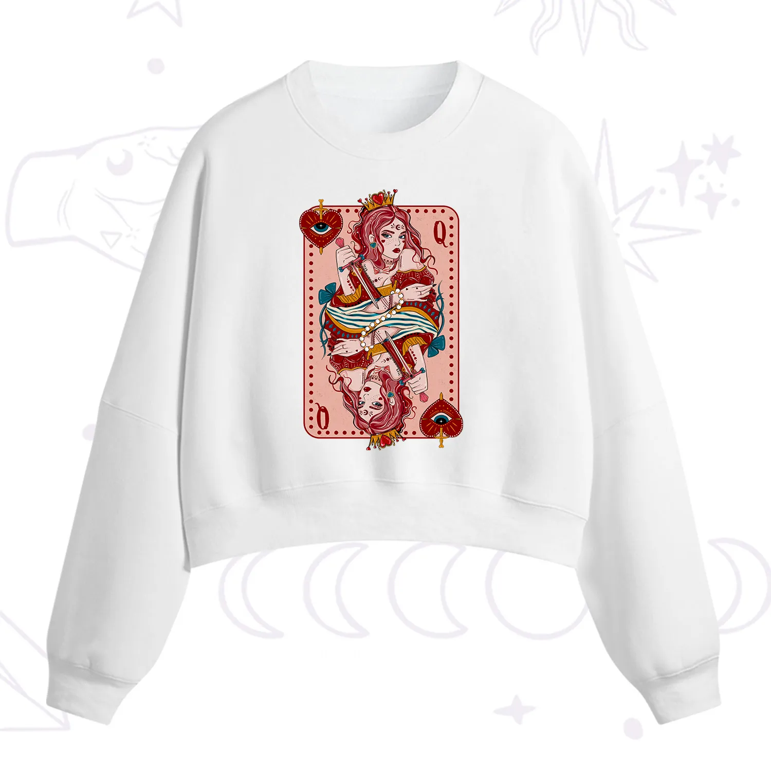 Purplehecate Queen of Hearts Fleece Cropped Sweatshirt
