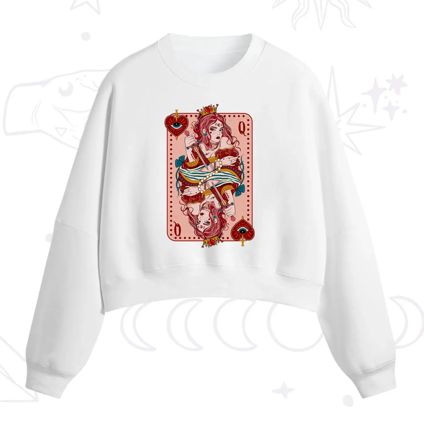 Purplehecate Queen of Hearts Fleece Cropped Sweatshirt