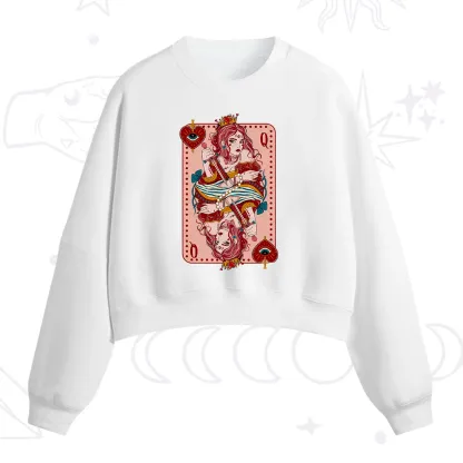 Purplehecate Queen of Hearts Fleece Cropped Sweatshirt