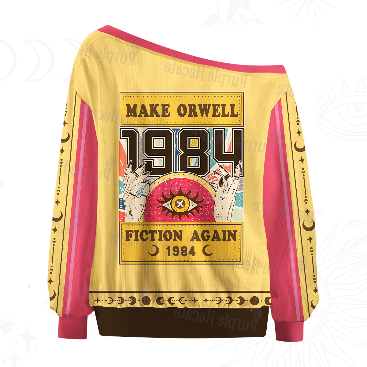 Purplehecate Make 1984 Fiction Again Off The Shoulder Graphic Jersey