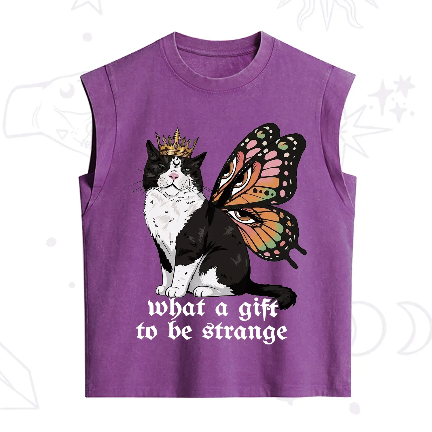 Purplehecate What a Gift to Be Strange Cat Vintage Washed Tank