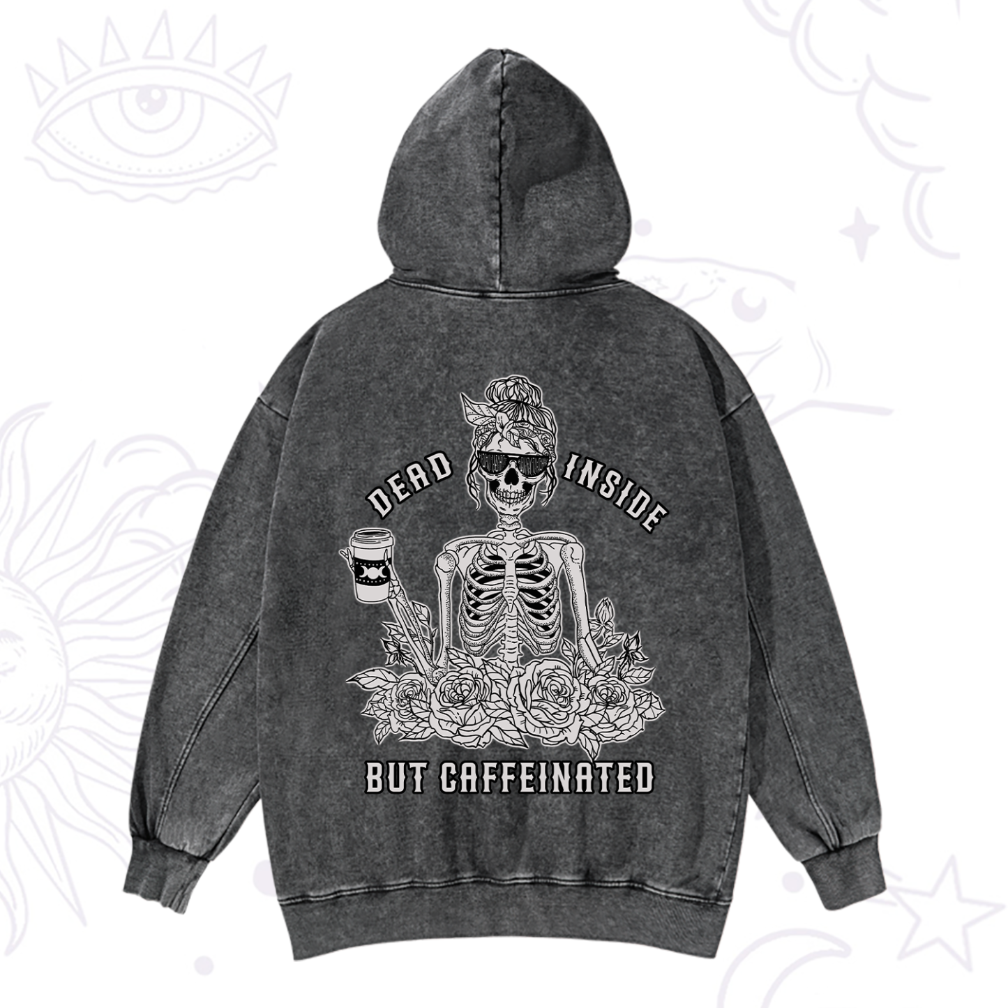 Magic Purplehecate Dead Inside But Caffeinated Washed Hoodie