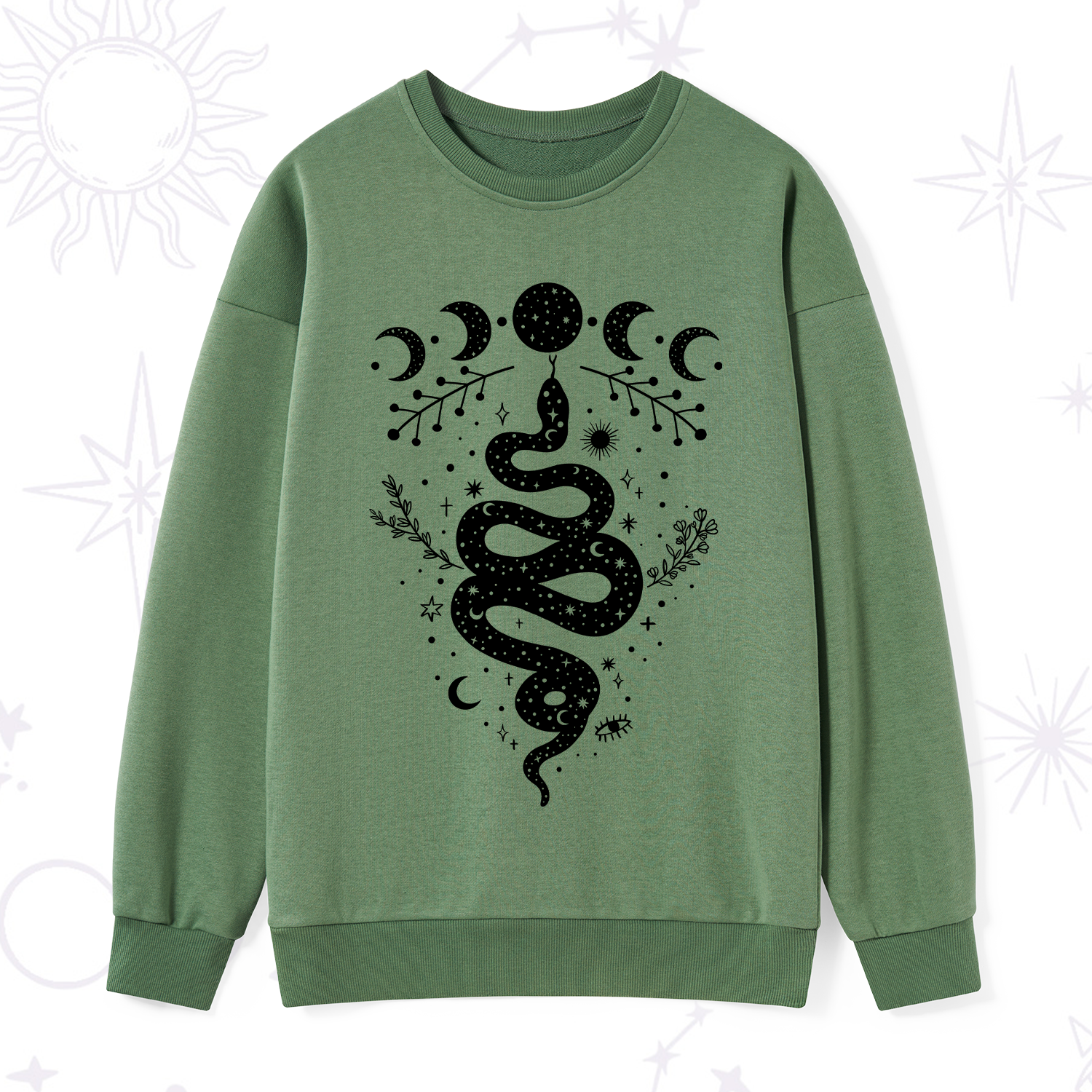 Purplehecate Snake And Moon Phase Comfort Sweatshirt