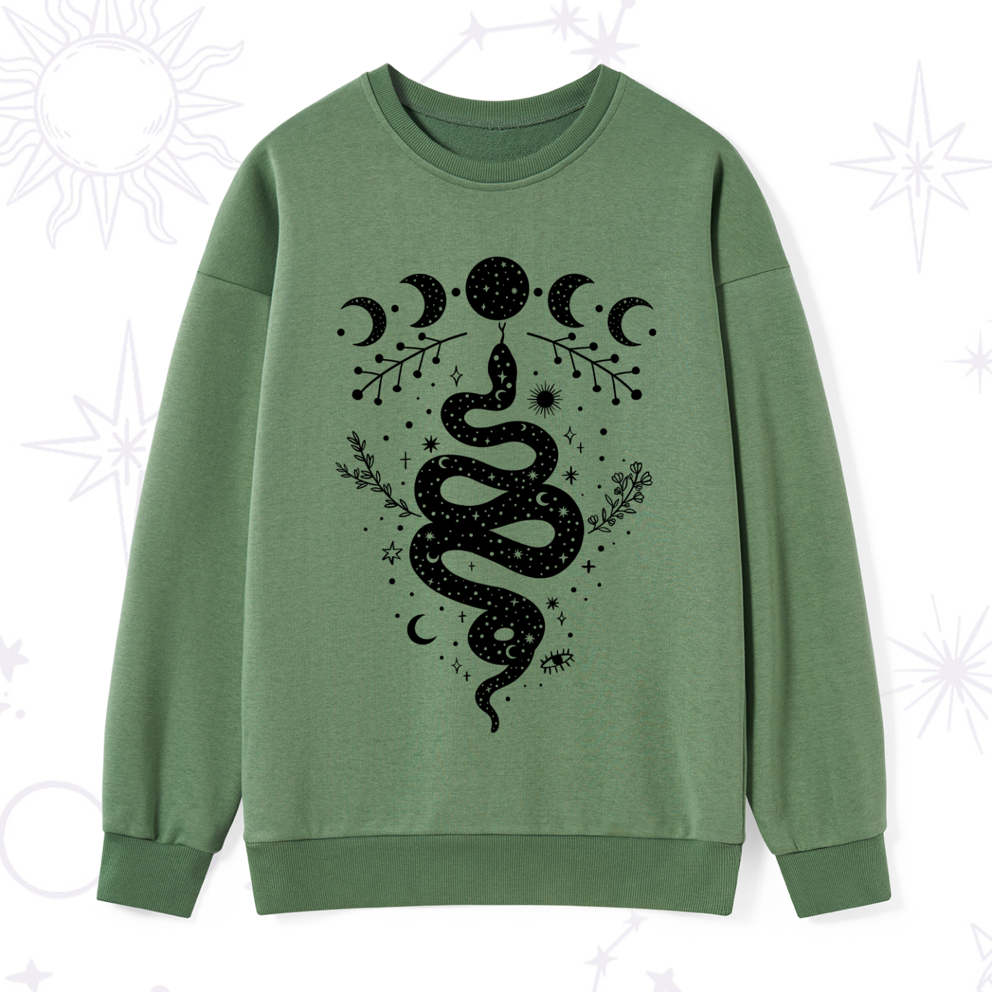 Purplehecate Snake And Moon Phase Comfort Sweatshirt