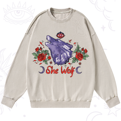 Purplehecate Moon Wolf Washed Sweatshirt