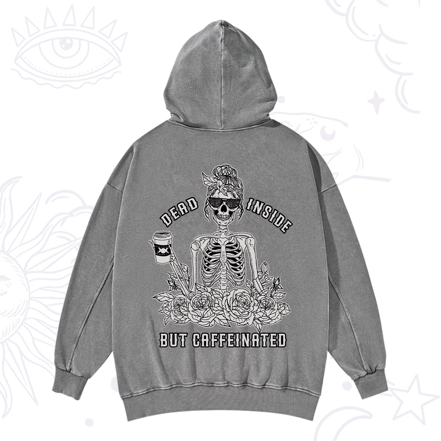 Purplehecate Dead Inside But Caffeinated Washed Hoodie