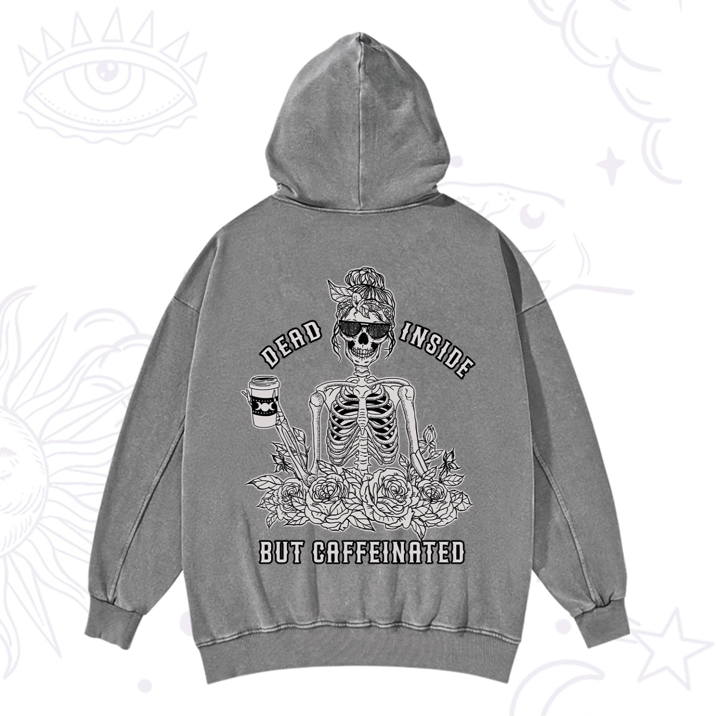 Purplehecate Dead Inside But Caffeinated Washed Hoodie