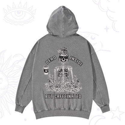 Purplehecate Dead Inside But Caffeinated Washed Hoodie
