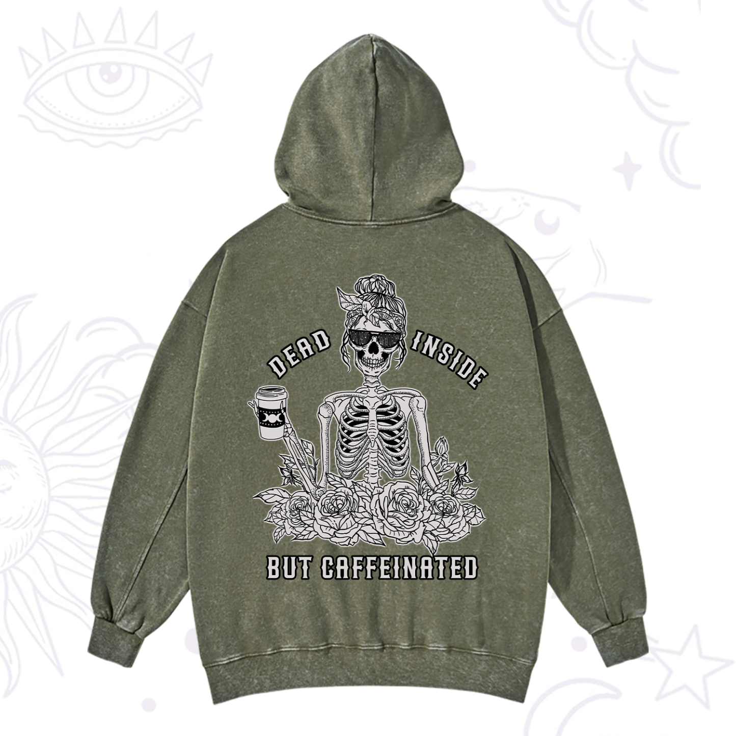 Purplehecate Dead Inside But Caffeinated Washed Hoodie