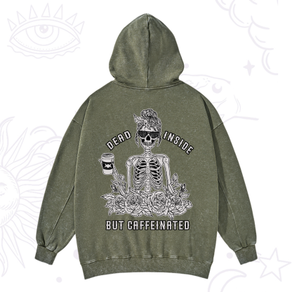 Purplehecate Dead Inside But Caffeinated Washed Hoodie