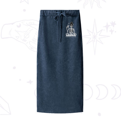 Purplehecate Everything Is Fine Washed Drawstring Long Skirt