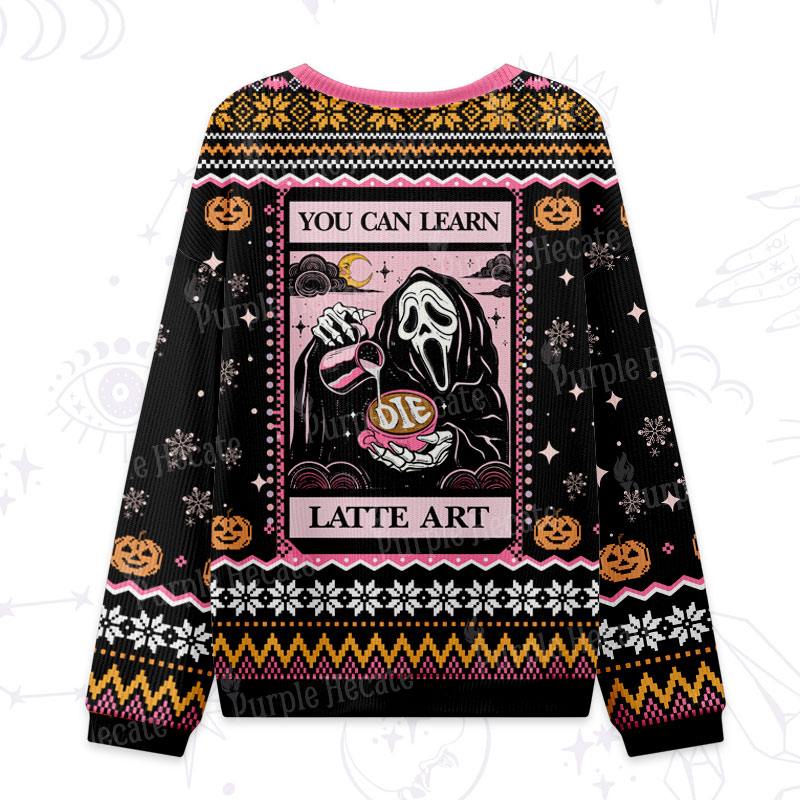 Purplehecate The You Can Learn Latte Art Ugly Halloween Sweatshirts