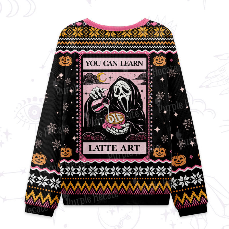 Purplehecate The You Can Learn Latte Art Ugly Halloween Sweatshirts