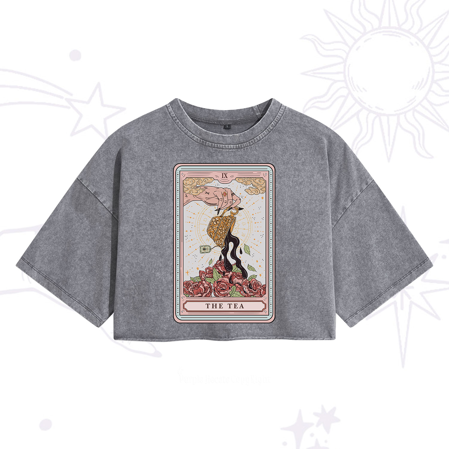 Purplehecate The Tea Food Tarot Washed Cropped T-Shirt