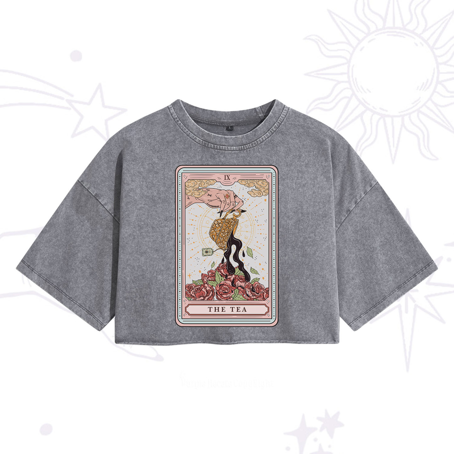 Purplehecate The Tea Food Tarot Washed Cropped T-Shirt